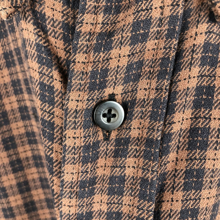 2000'S Eddie Bauer Relaxed Fit Check Pattern Long Sleeve Light Flannel Shirt, Men's Size Small cotton brown type Vintage Second Hand