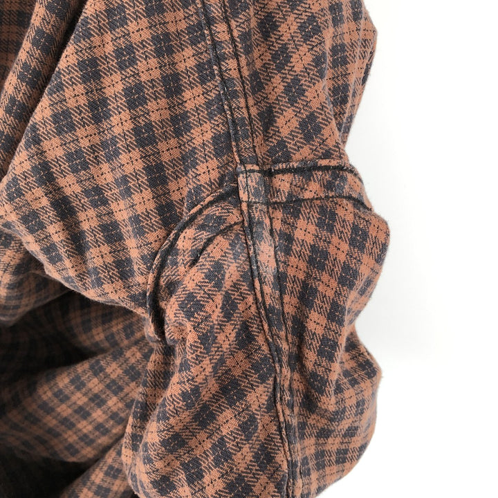2000'S Eddie Bauer Relaxed Fit Check Pattern Long Sleeve Light Flannel Shirt, Men's Size Small cotton brown type Vintage Second Hand