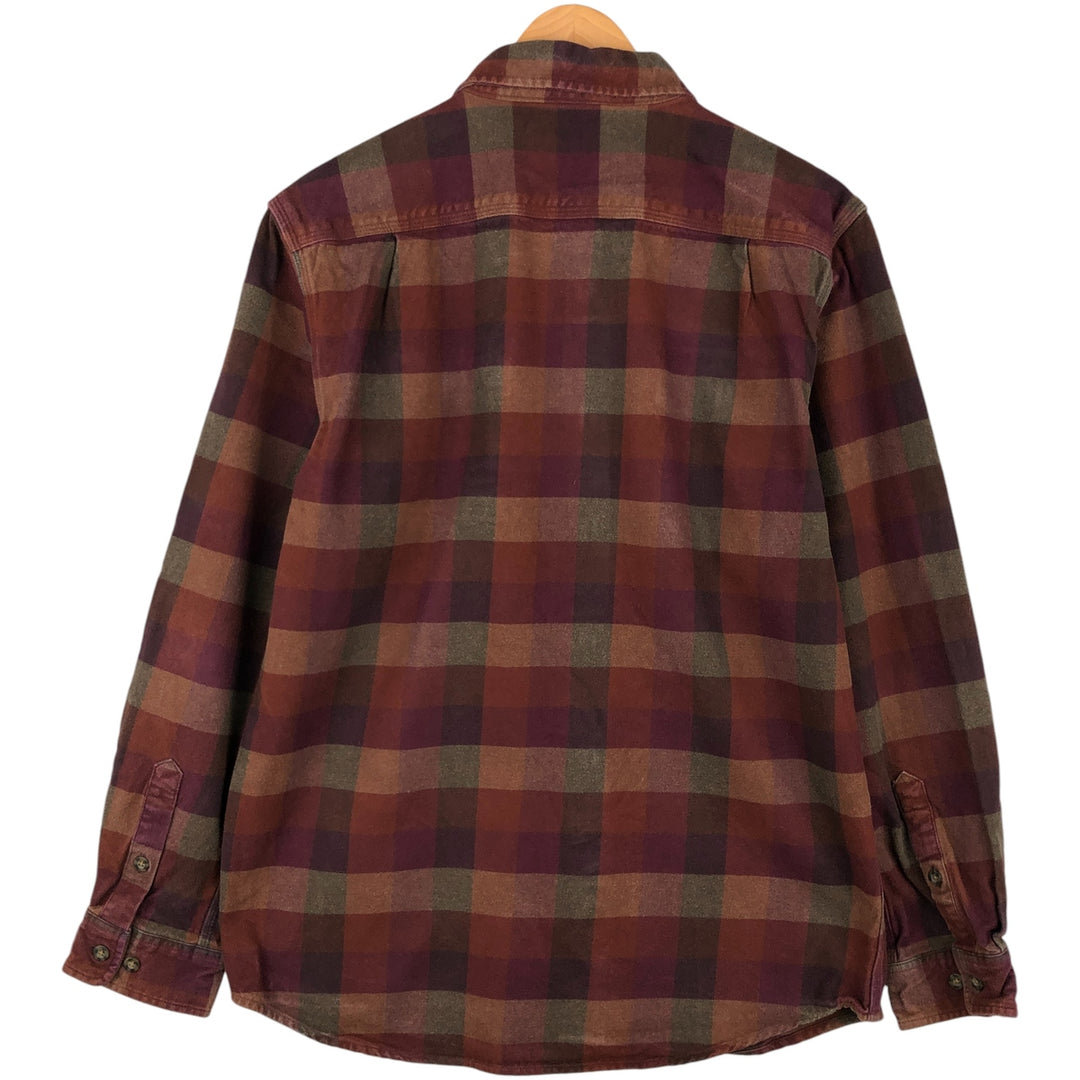 Carhartt Loose Fit Long Sleeve Heavy Flannel Check Shirt, Men's Size Medium cotton brown type Vintage Second Hand