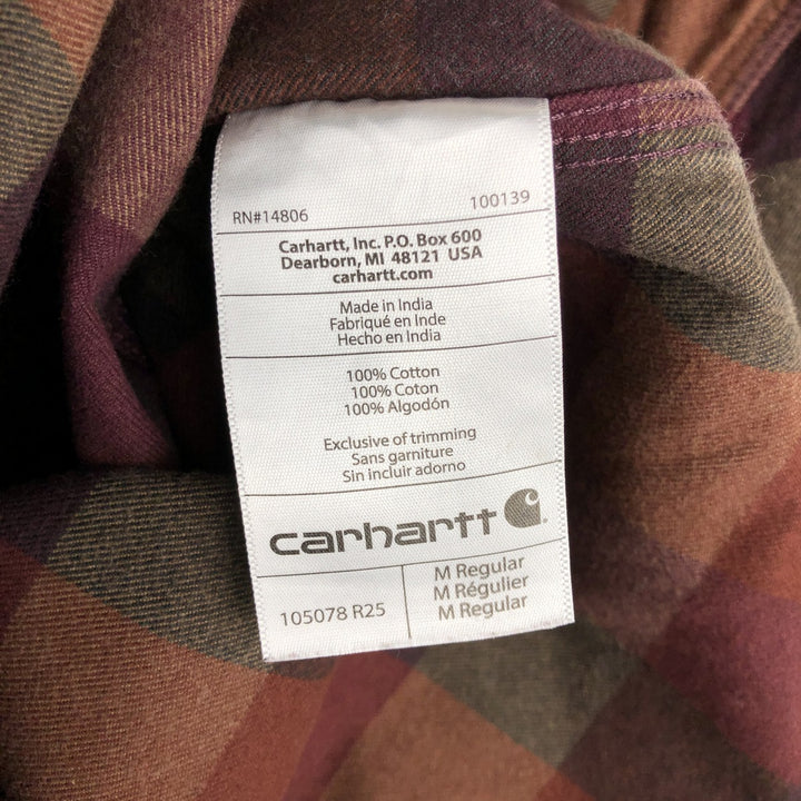 Carhartt Loose Fit Long Sleeve Heavy Flannel Check Shirt, Men's Size Medium cotton brown type Vintage Second Hand