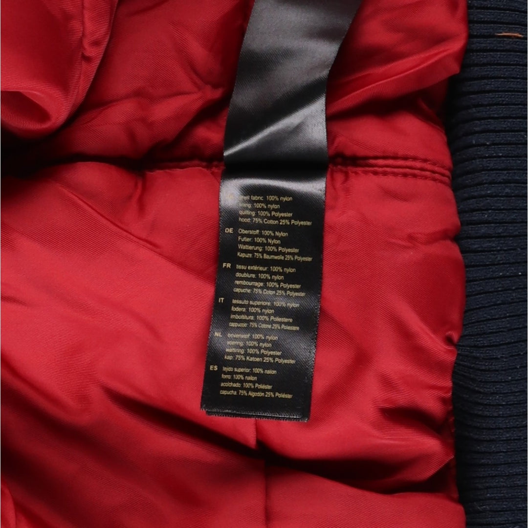 Civilian Alpha MA-1 style padded hooded military flight jacket, men's size L Nylon navy blue type Vintage Second Hand