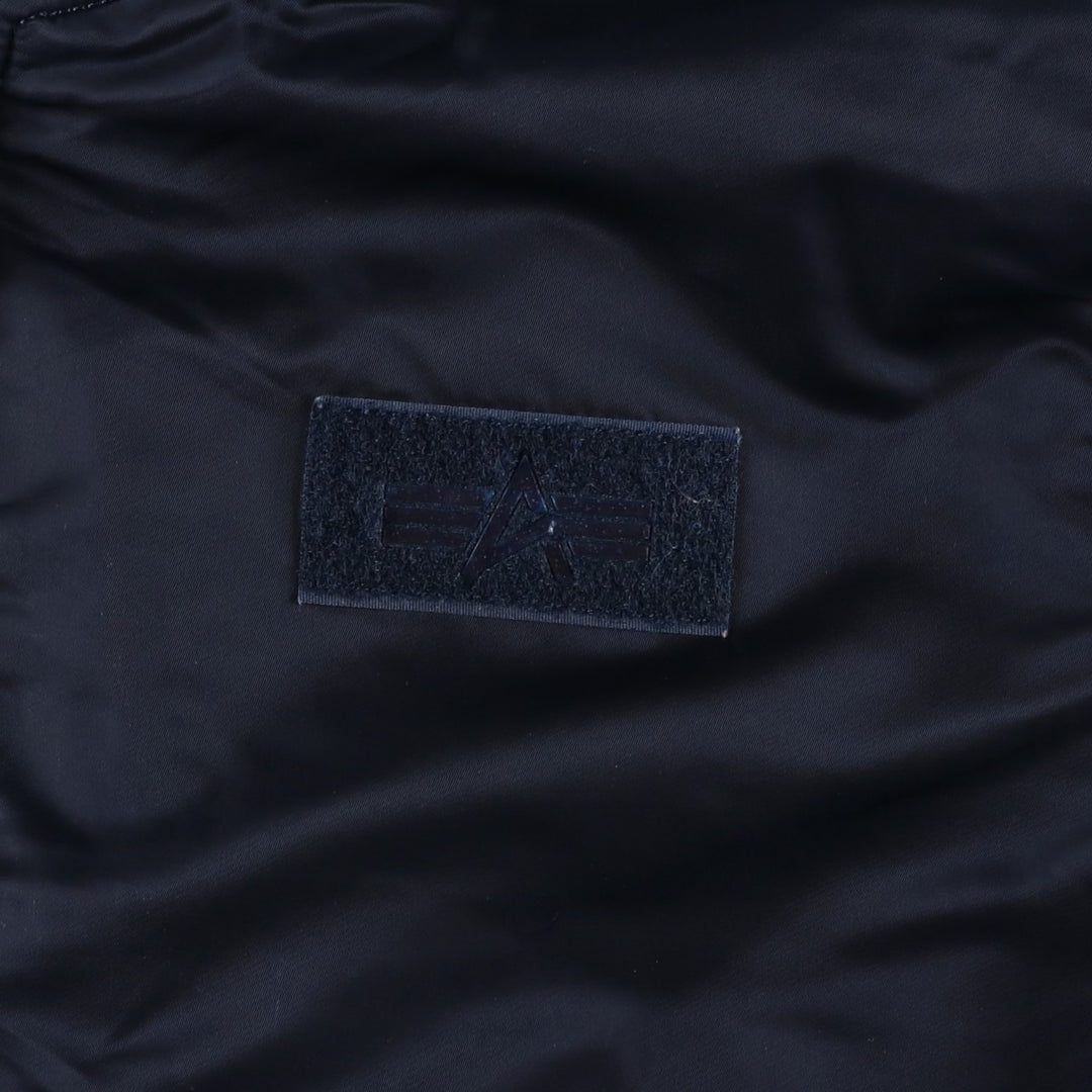 Civilian Alpha MA-1 style padded hooded military flight jacket, men's size L Nylon navy blue type Vintage Second Hand