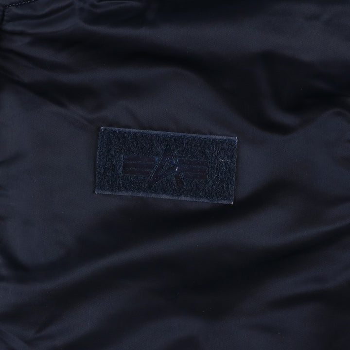 Civilian Alpha MA-1 style padded hooded military flight jacket, men's size L Nylon navy blue type Vintage Second Hand