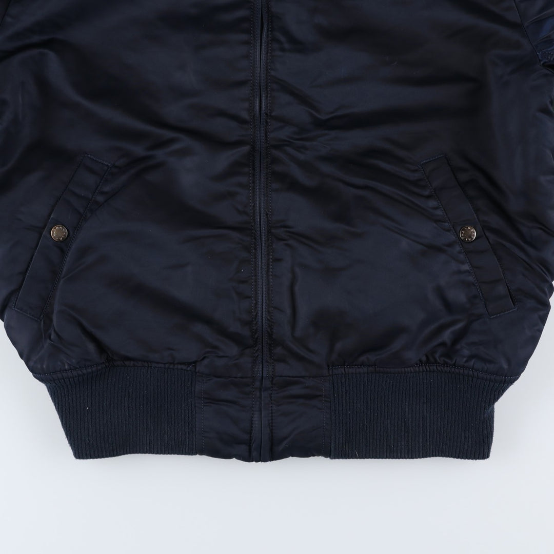 Civilian Alpha MA-1 style padded hooded military flight jacket, men's size L Nylon navy blue type Vintage Second Hand