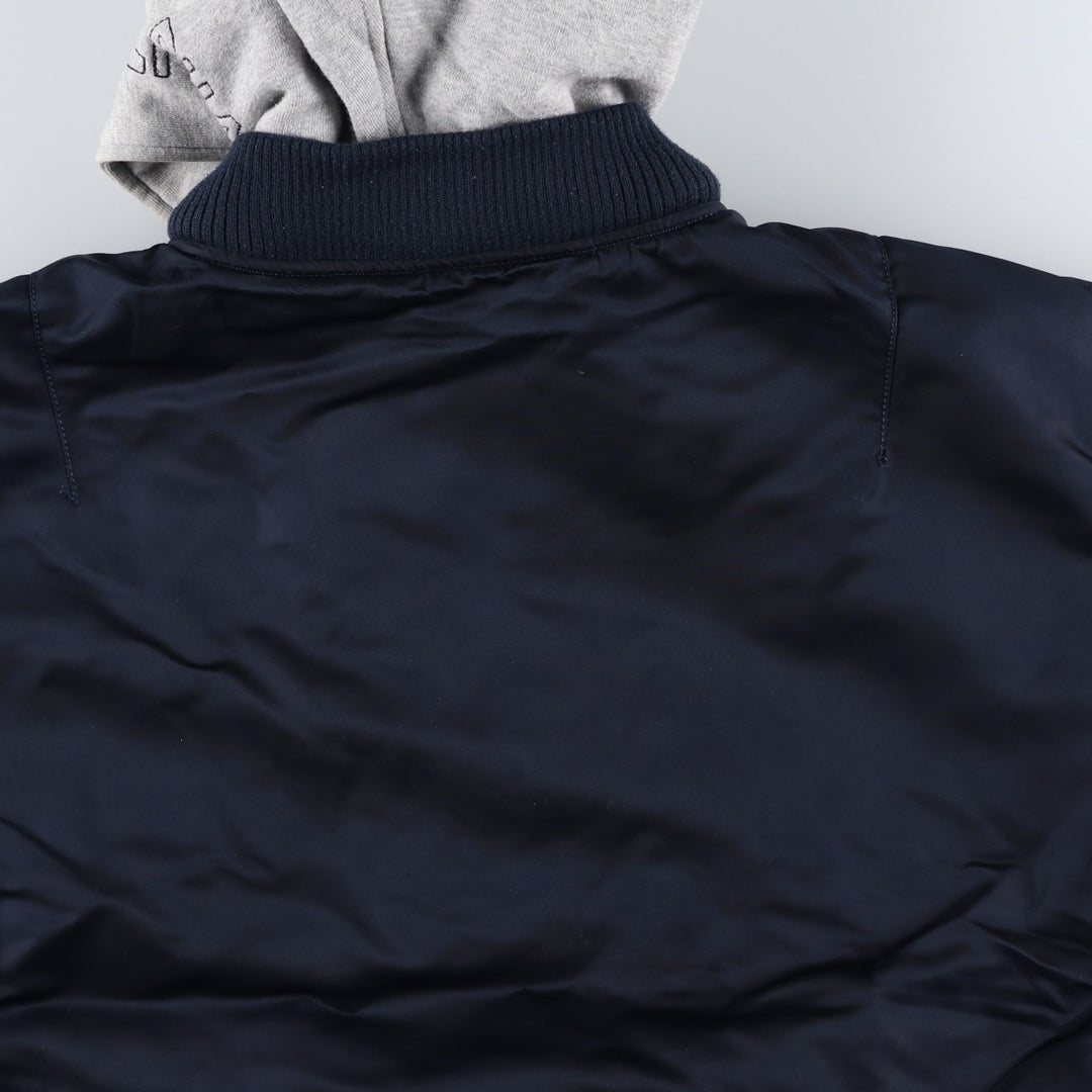 Civilian Alpha MA-1 style padded hooded military flight jacket, men's size L Nylon navy blue type Vintage Second Hand