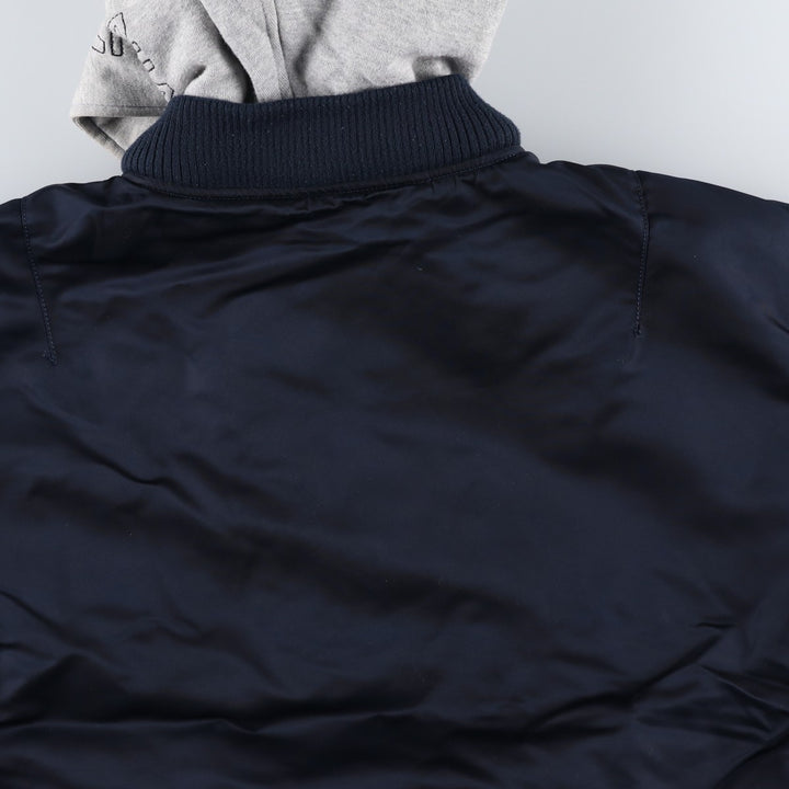 Civilian Alpha MA-1 style padded hooded military flight jacket, men's size L Nylon navy blue type Vintage Second Hand