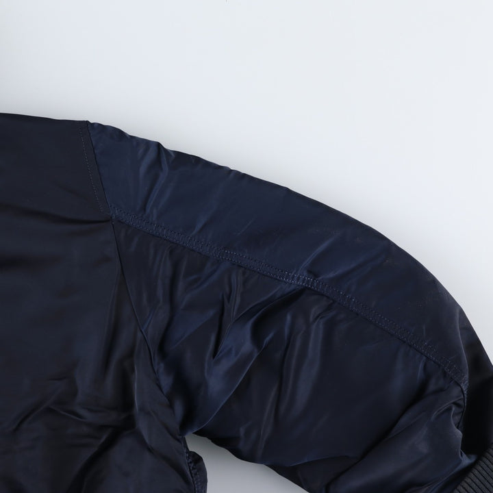 Civilian Alpha MA-1 style padded hooded military flight jacket, men's size L Nylon navy blue type Vintage Second Hand