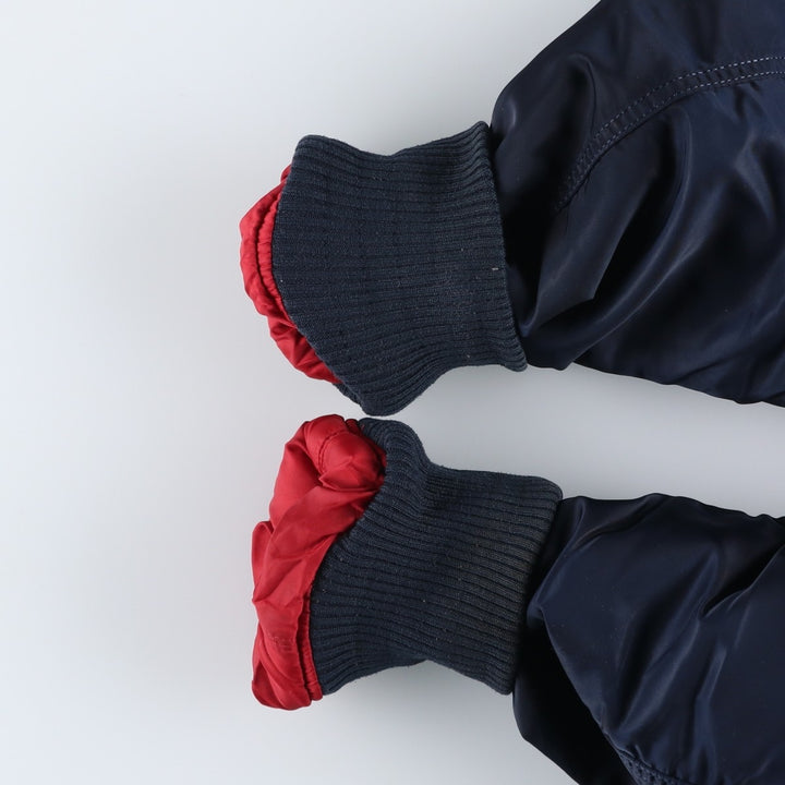 Civilian Alpha MA-1 style padded hooded military flight jacket, men's size L Nylon navy blue type Vintage Second Hand