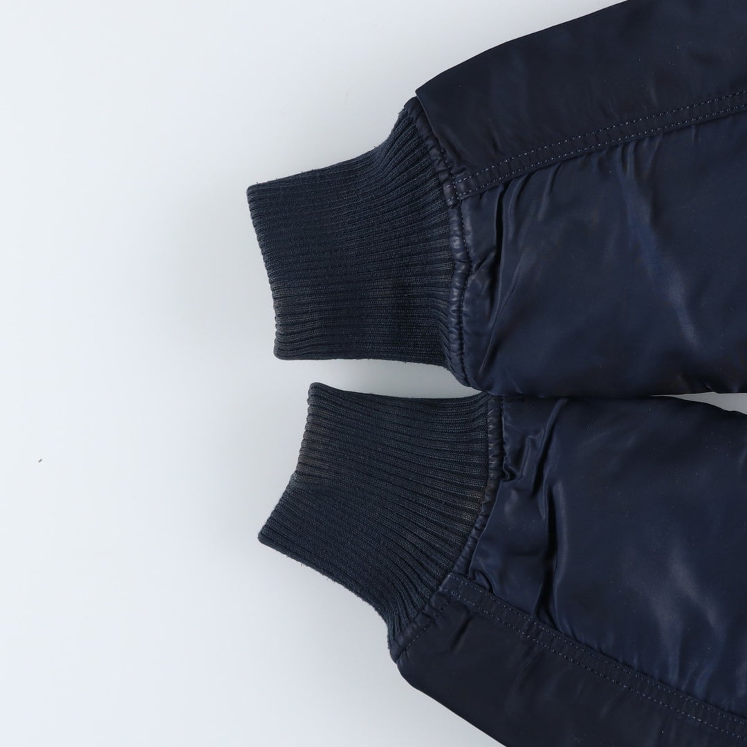 Civilian Alpha MA-1 style padded hooded military flight jacket, men's size L Nylon navy blue type Vintage Second Hand