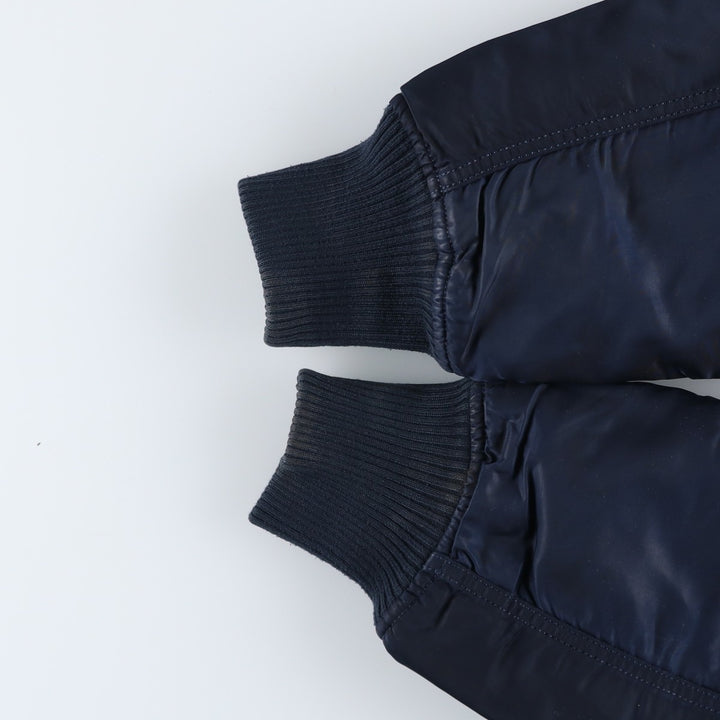 Civilian Alpha MA-1 style padded hooded military flight jacket, men's size L Nylon navy blue type Vintage Second Hand