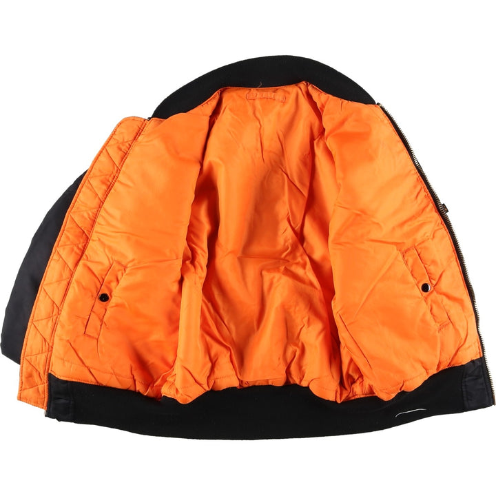 90'S civilian Alpha MA-1 style padded military flight jacket, men's size M, vintage unclear black type Vintage Second Hand