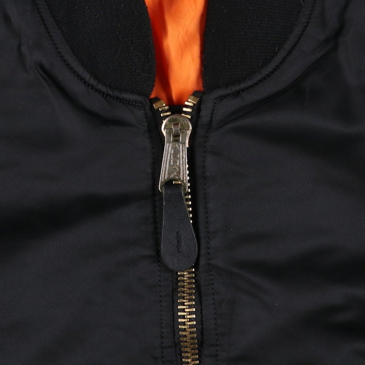 90'S civilian Alpha MA-1 style padded military flight jacket, men's size M, vintage unclear black type Vintage Second Hand