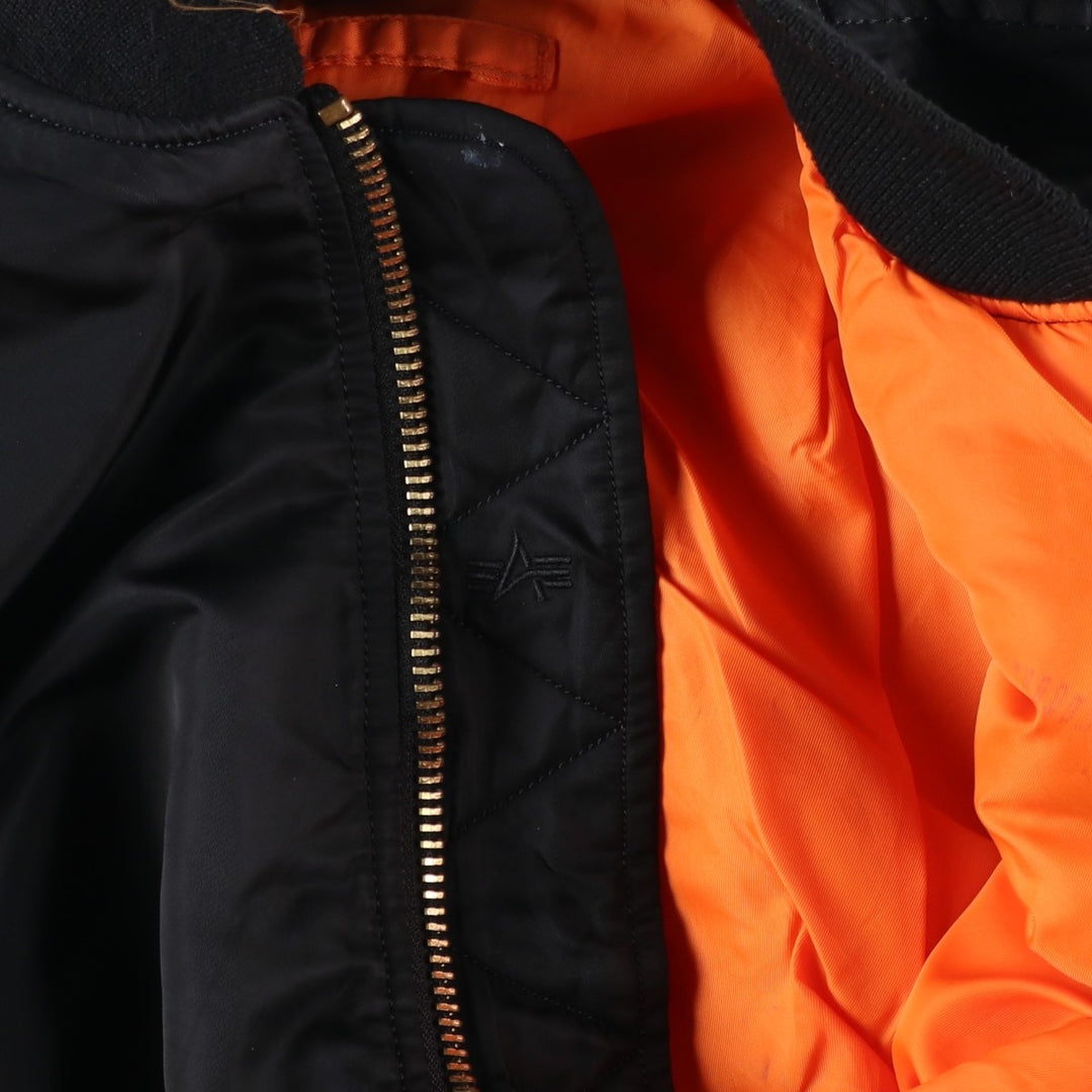 90'S civilian Alpha MA-1 style padded military flight jacket, men's size M, vintage unclear black type Vintage Second Hand