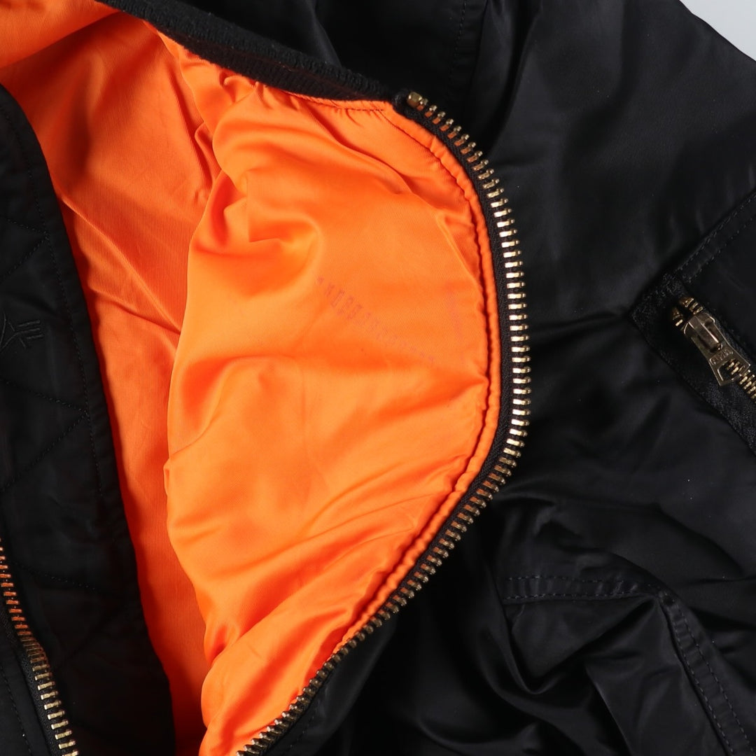 90'S civilian Alpha MA-1 style padded military flight jacket, men's size M, vintage unclear black type Vintage Second Hand