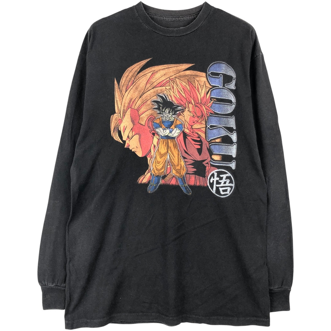 DRAGONBALL Z Dragon Ball Z Son Goku character print long T-shirt long T men's M size cotton black type Vintage Second Hand