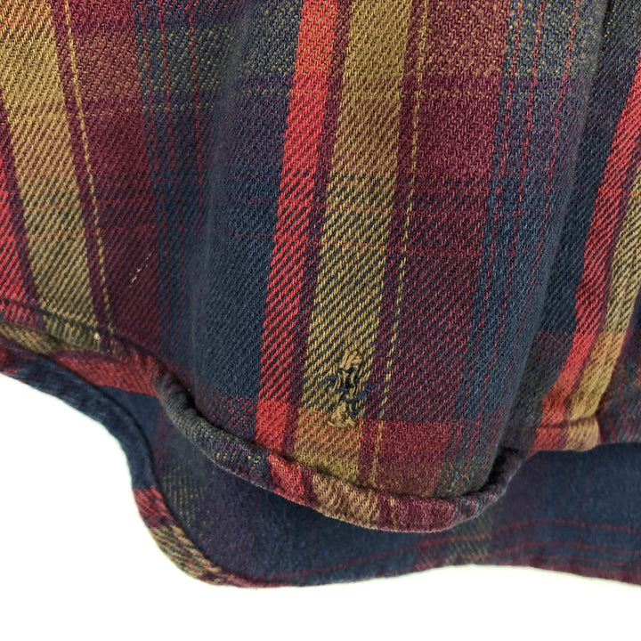 St. John's Bay Long Sleeve Flannel Check Shirt, Made in USA, Men's XL cotton navy blue type Vintage Second Hand
