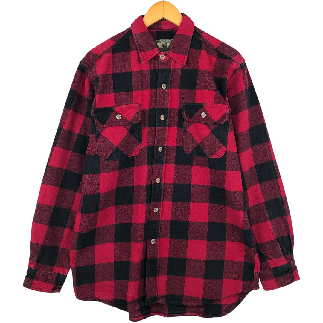 FIELD AND STREAM Buffalo Check Long Sleeve Flannel Check Shirt, Men's Size L unclear wine-red Vintage Second Hand