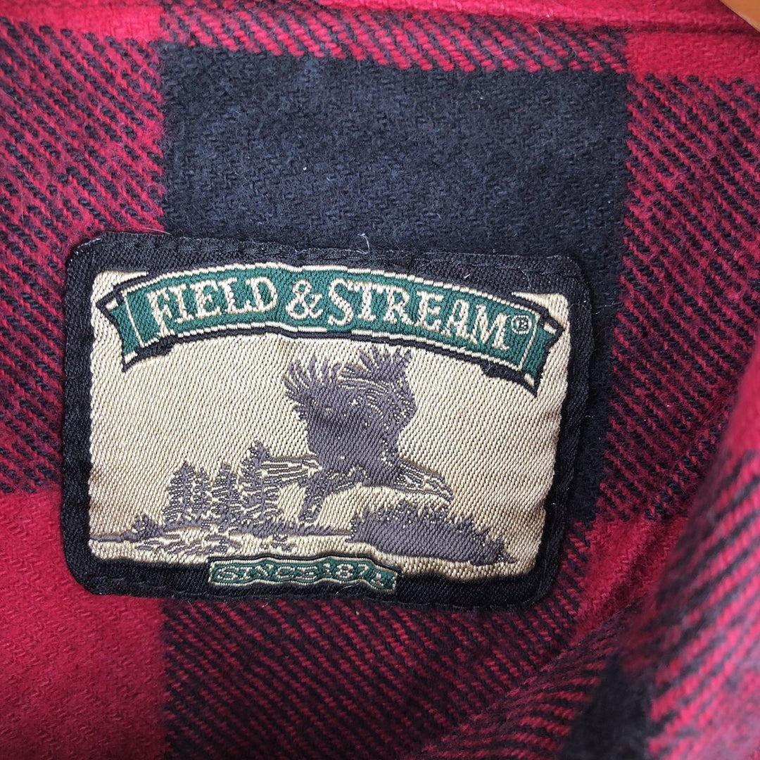 FIELD AND STREAM Buffalo Check Long Sleeve Flannel Check Shirt, Men's Size L unclear wine-red Vintage Second Hand
