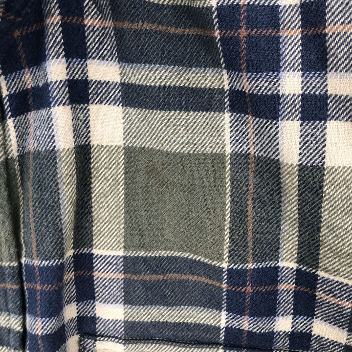 FIELD AND STREAM ORIGINAL OUTFITTER Long Sleeve Heavy Flannel Check Shirt, Men's Size L unclear Khaki type sage green Vintage Second Hand