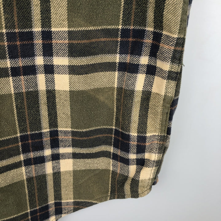 FIELD AND STREAM ORIGINAL OUTFITTER Long Sleeve Heavy Flannel Check Shirt, Men's Size L unclear Khaki type sage green Vintage Second Hand