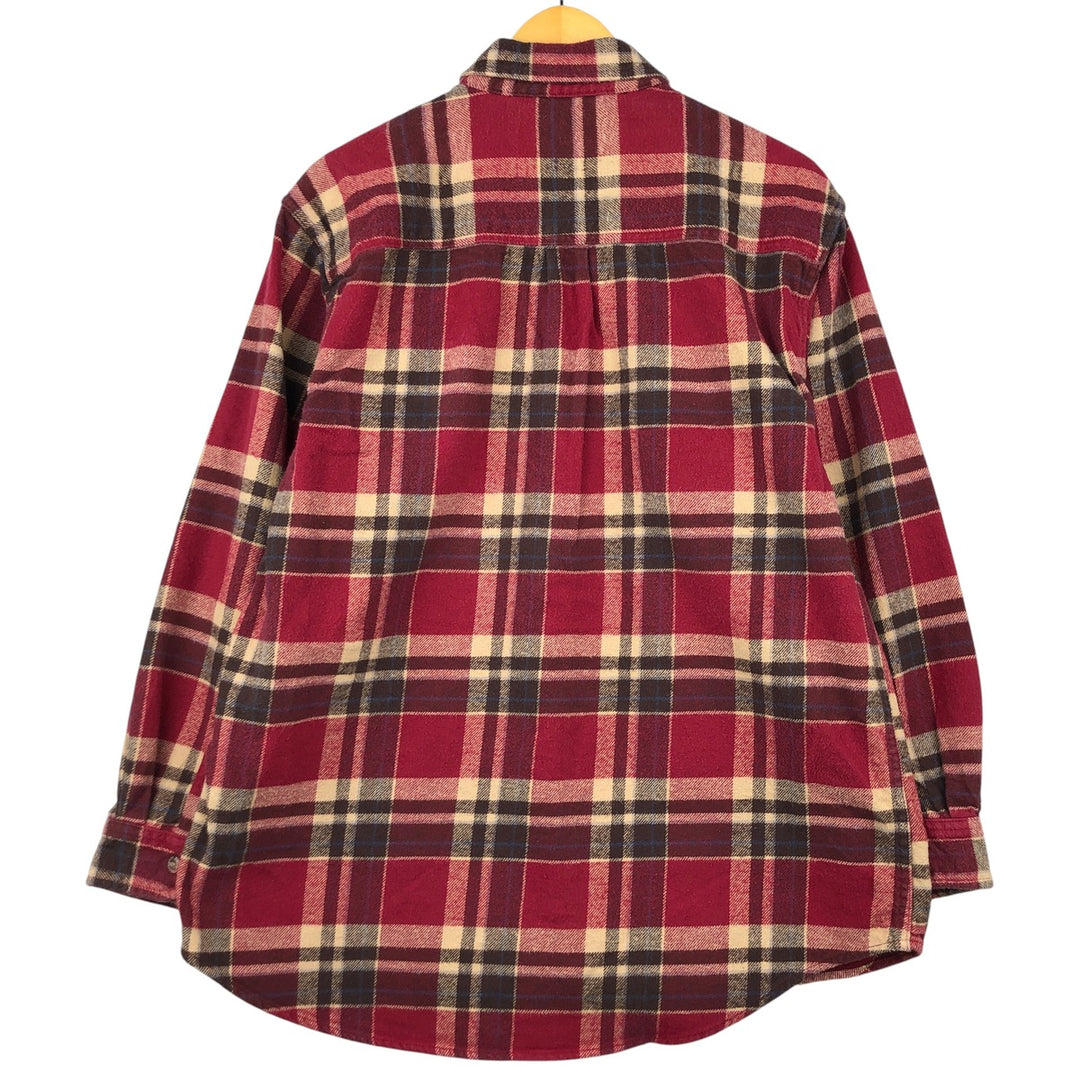 FIELD AND STREAM ORIGINAL OUTFITTER Long Sleeve Heavy Flannel Check Shirt, Men's Size L cotton wine-red Vintage Second Hand