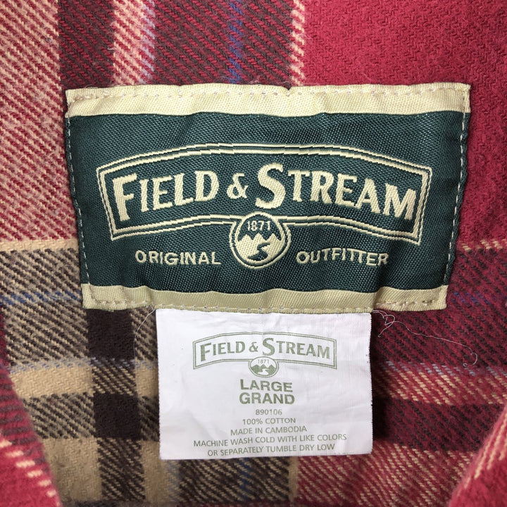 FIELD AND STREAM ORIGINAL OUTFITTER Long Sleeve Heavy Flannel Check Shirt, Men's Size L cotton wine-red Vintage Second Hand