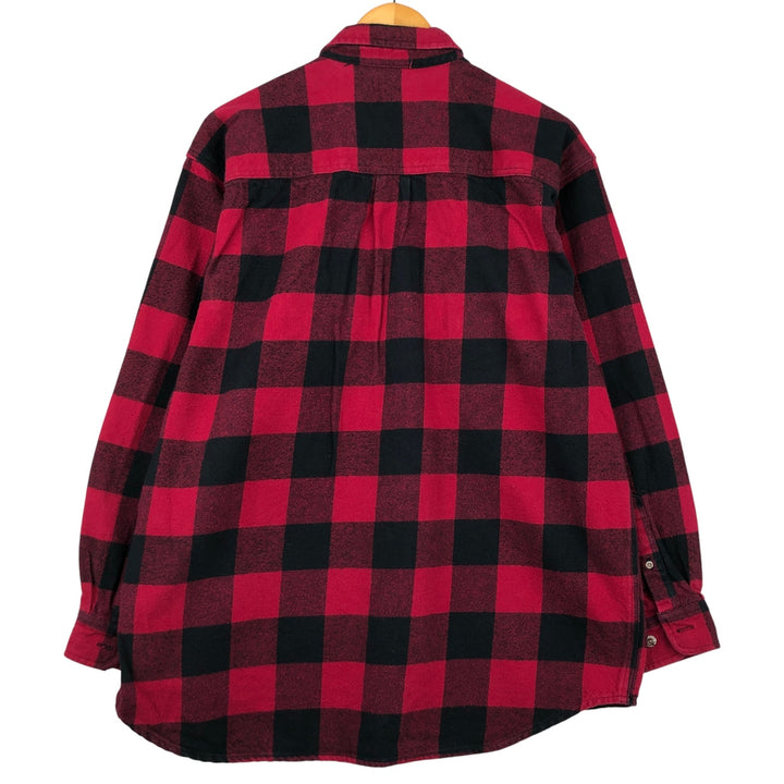 FIELD AND STREAM Buffalo Check Long Sleeve Heavy Flannel Check Shirt Men's XL cotton wine-red Vintage Second Hand