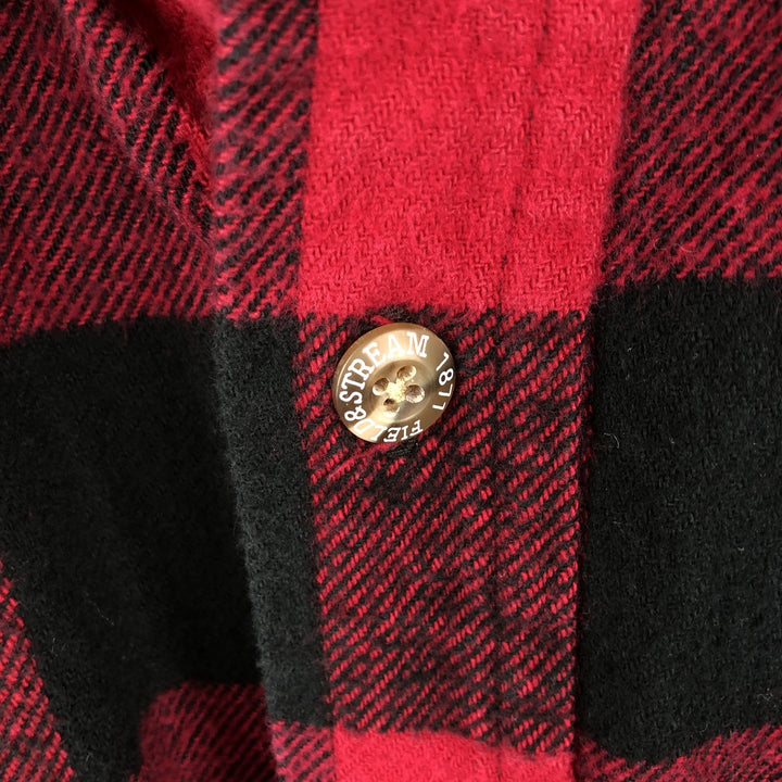 FIELD AND STREAM Buffalo Check Long Sleeve Heavy Flannel Check Shirt Men's XL cotton wine-red Vintage Second Hand