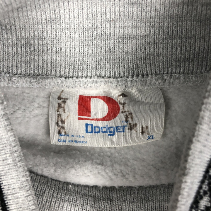 Vintage 90'S DODGER triple print high-neck college sweatshirt, made in the USA, men's size XL polyester gray type Vintage Second Hand