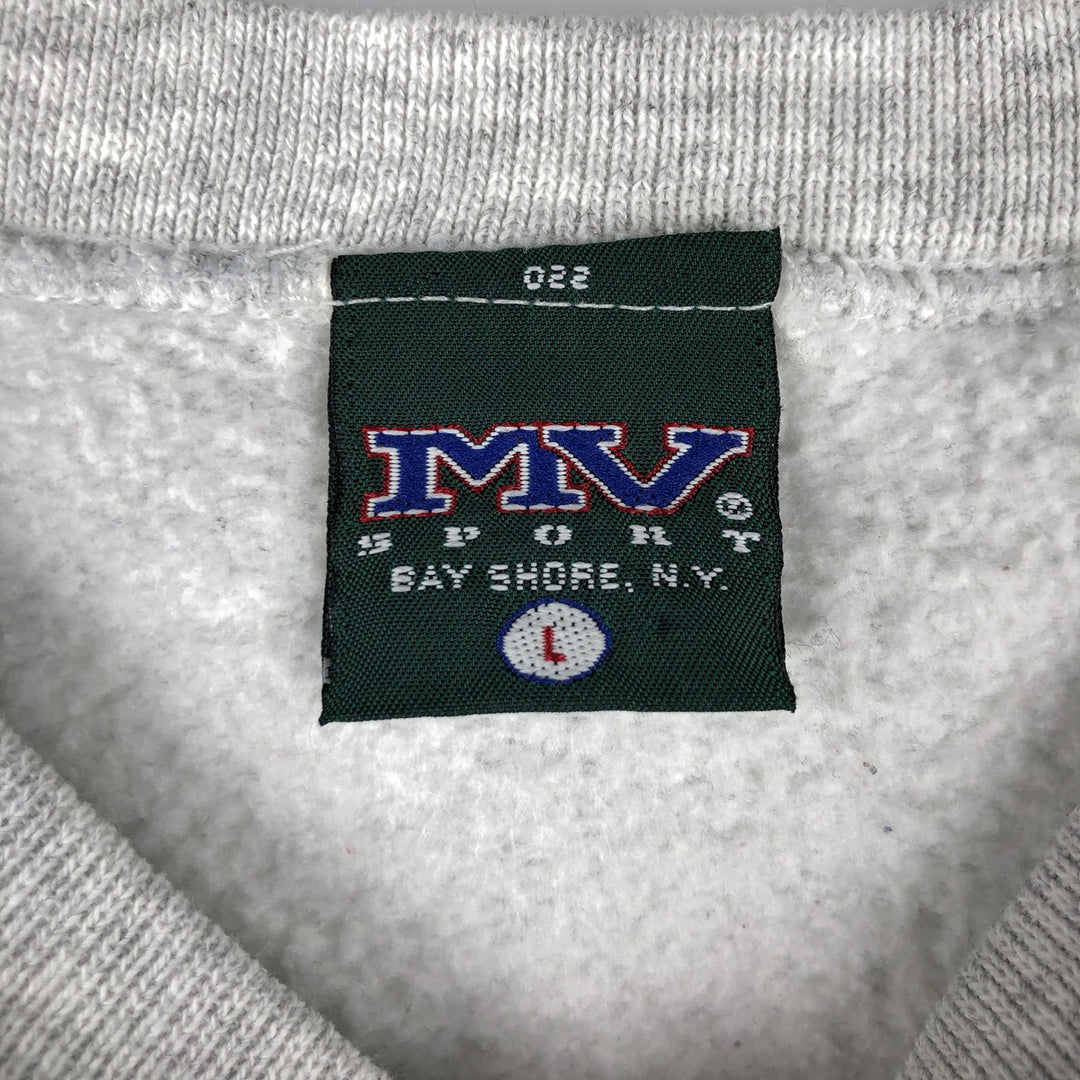 Vintage 90'S MV SPORT triple print college sweatshirt, made in the USA, men's size L cotton gray type Vintage Second Hand