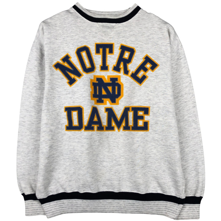 Vintage 90'S BAC PREMIER University of Notre Dame 3-Panel Print College Sweatshirt, Made in USA, Men's Size L polyester gray type Vintage Second Hand