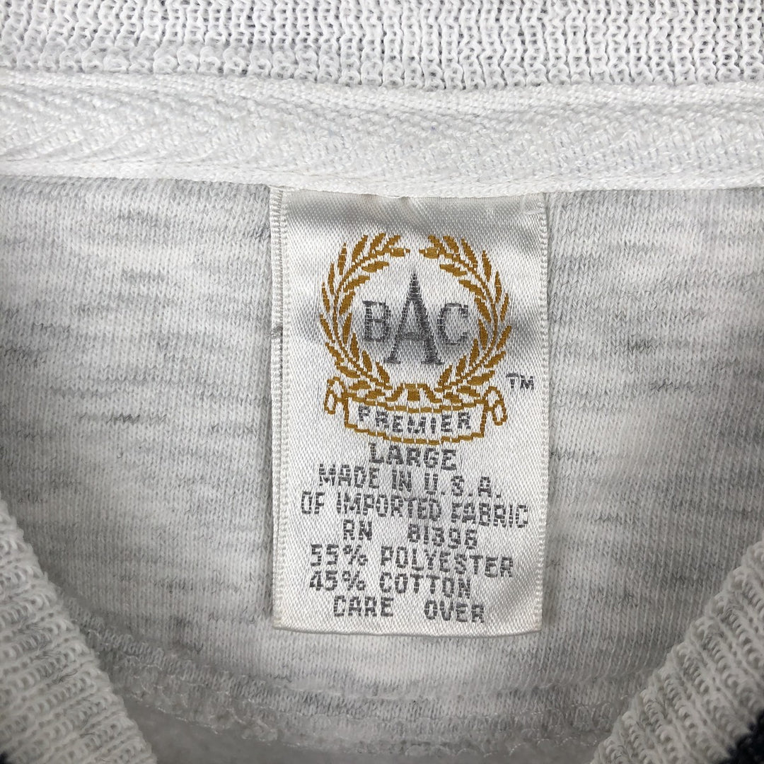 Vintage 90'S BAC PREMIER University of Notre Dame 3-Panel Print College Sweatshirt, Made in USA, Men's Size L polyester gray type Vintage Second Hand