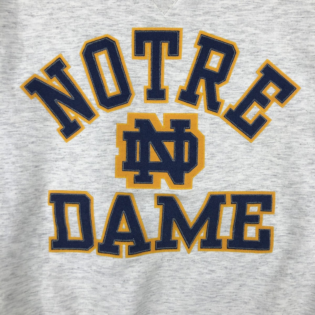 Vintage 90'S BAC PREMIER University of Notre Dame 3-Panel Print College Sweatshirt, Made in USA, Men's Size L polyester gray type Vintage Second Hand