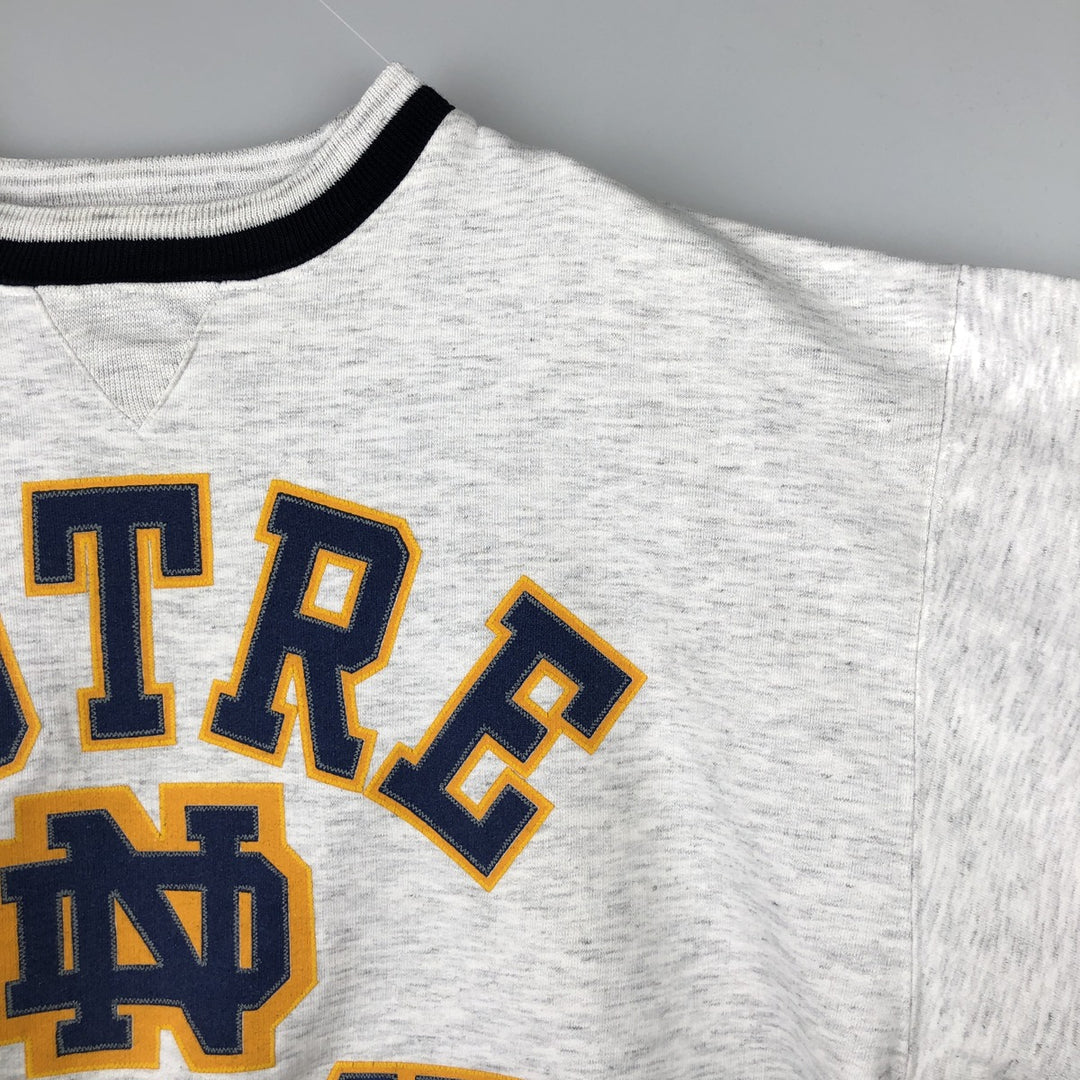 Vintage 90'S BAC PREMIER University of Notre Dame 3-Panel Print College Sweatshirt, Made in USA, Men's Size L polyester gray type Vintage Second Hand