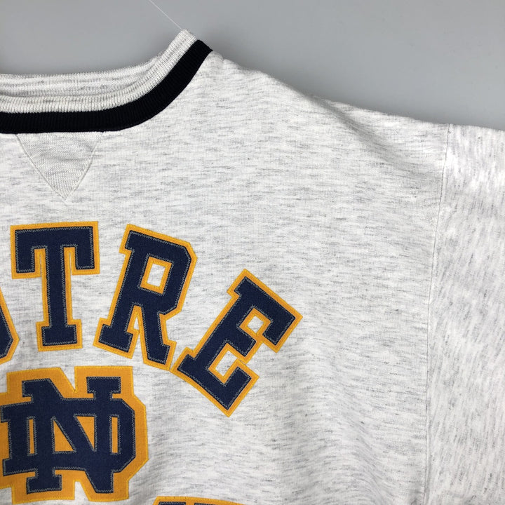 Vintage 90'S BAC PREMIER University of Notre Dame 3-Panel Print College Sweatshirt, Made in USA, Men's Size L polyester gray type Vintage Second Hand