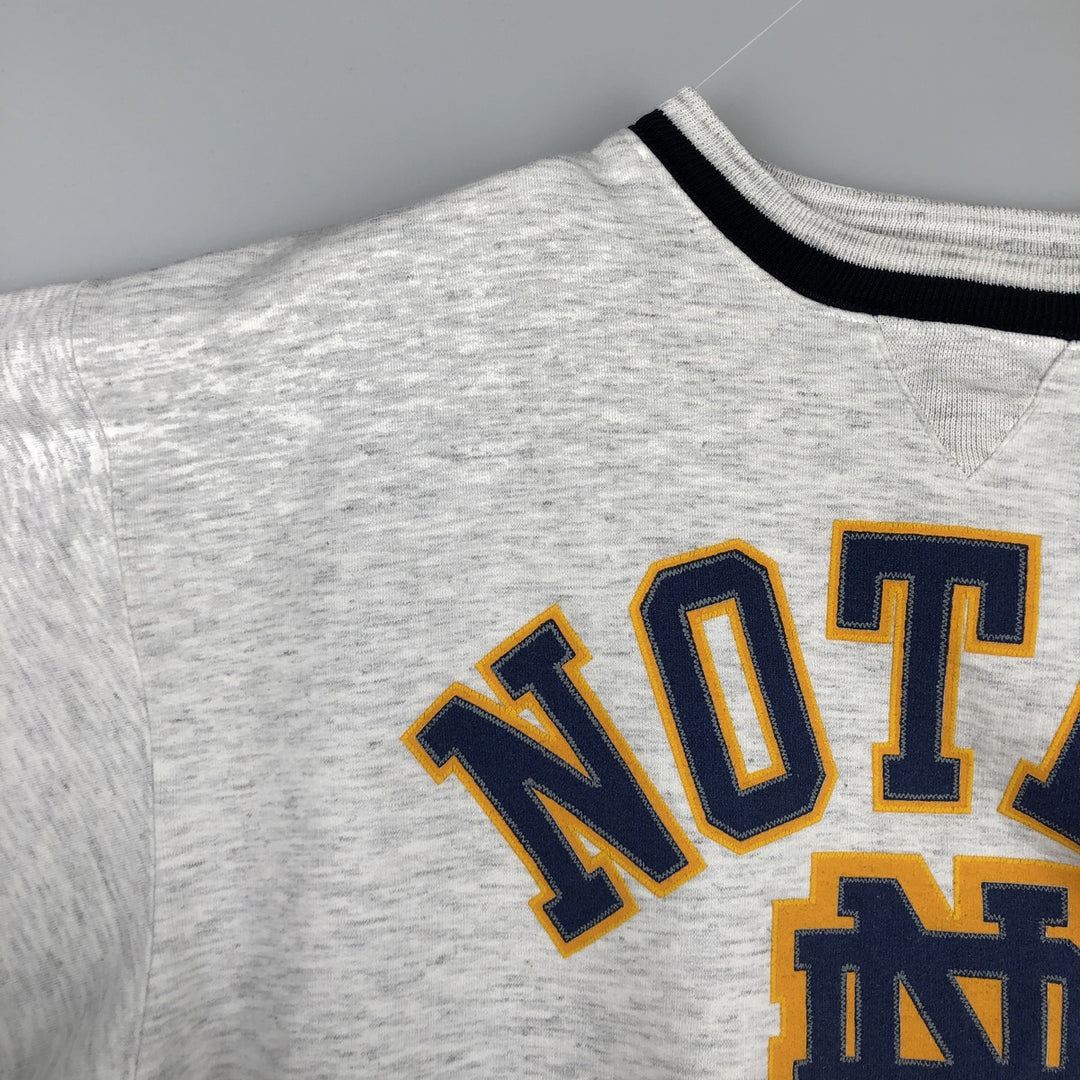 Vintage 90'S BAC PREMIER University of Notre Dame 3-Panel Print College Sweatshirt, Made in USA, Men's Size L polyester gray type Vintage Second Hand