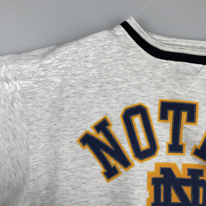 Vintage 90'S BAC PREMIER University of Notre Dame 3-Panel Print College Sweatshirt, Made in USA, Men's Size L polyester gray type Vintage Second Hand