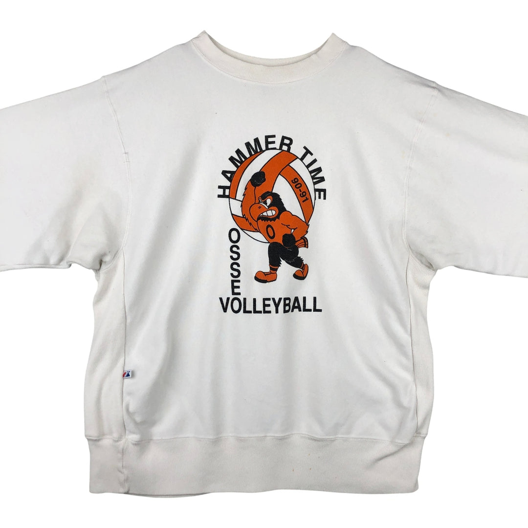 Vintage Majestic Cross Cut College Character Sweatshirt, Made in USA, Men's XL unclear white type Vintage Second Hand