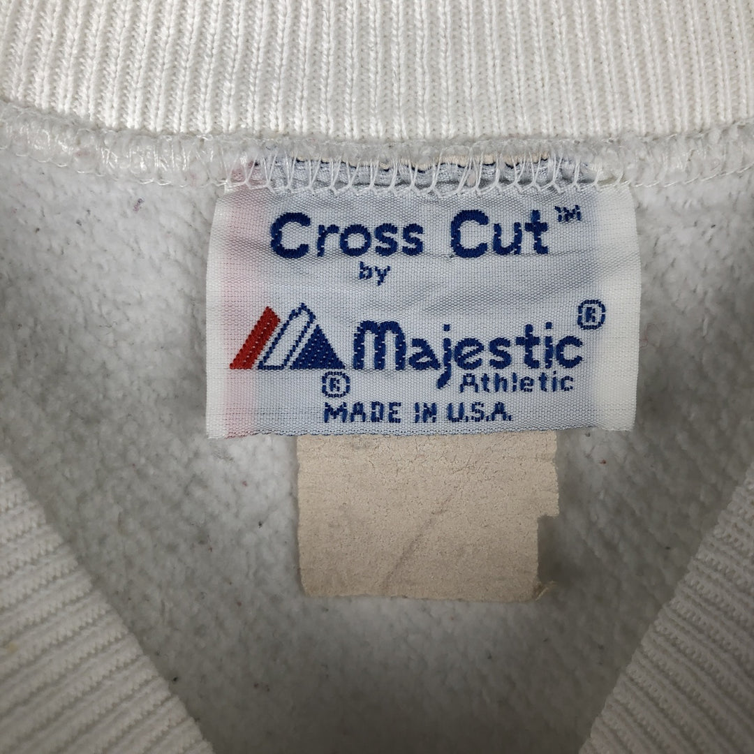 Vintage Majestic Cross Cut College Character Sweatshirt, Made in USA, Men's XL unclear white type Vintage Second Hand