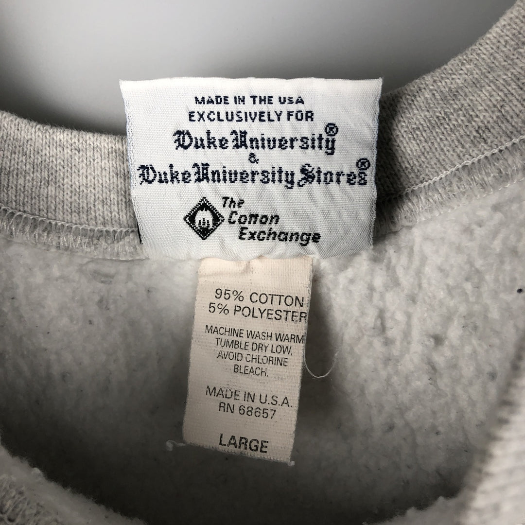 90'S The Cotton Exchange College Sweatshirt, Made in USA, Men's Size L, Vintage cotton gray type Vintage Second Hand