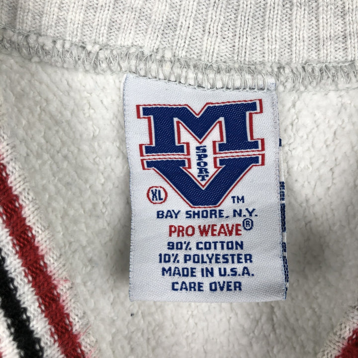 Vintage 90'S MV SPORT PRO WEAVE striped college sweatshirt, made in the USA, men's size XL cotton gray type Vintage Second Hand