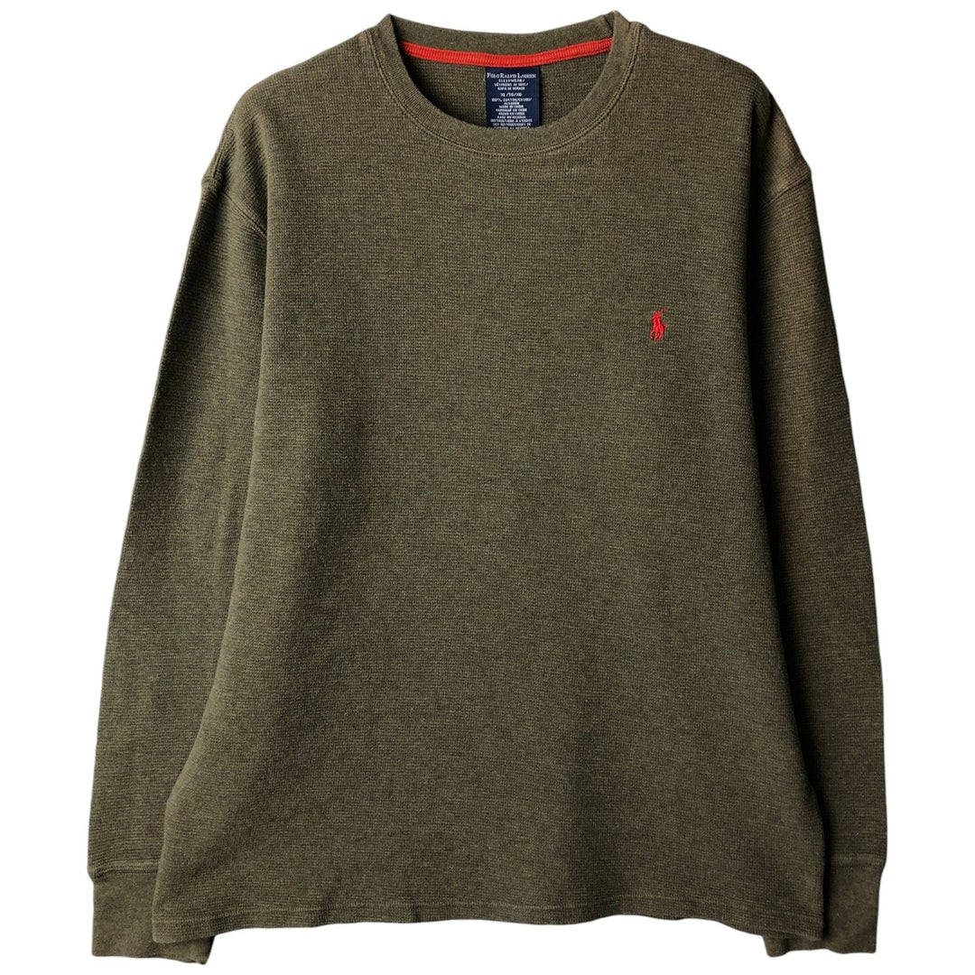 Ralph Lauren POLO RALPH LAUREN SLEEPWEAR Thermal Long T-shirt Waffle Men's XL cotton Khaki type sage green Vintage Second Hand