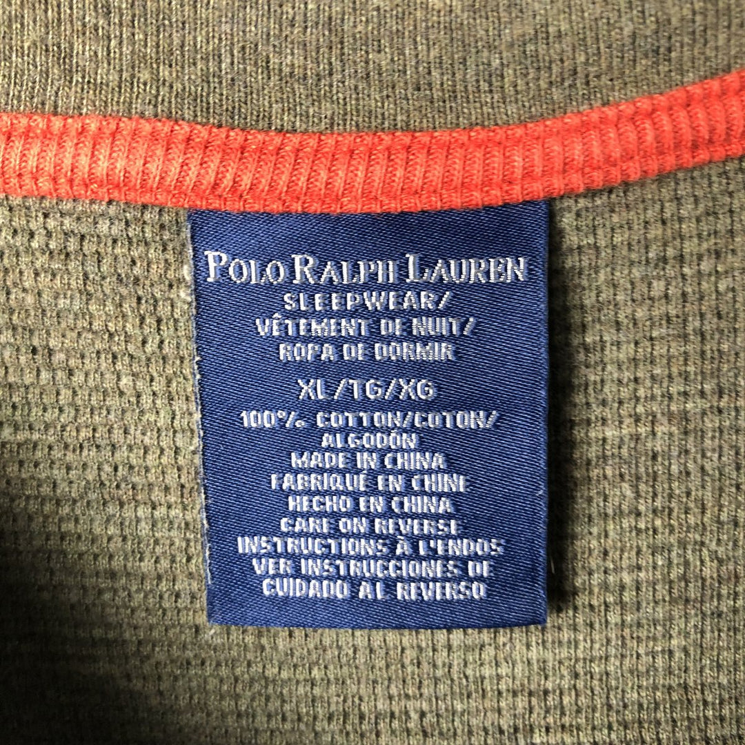 Ralph Lauren POLO RALPH LAUREN SLEEPWEAR Thermal Long T-shirt Waffle Men's XL cotton Khaki type sage green Vintage Second Hand