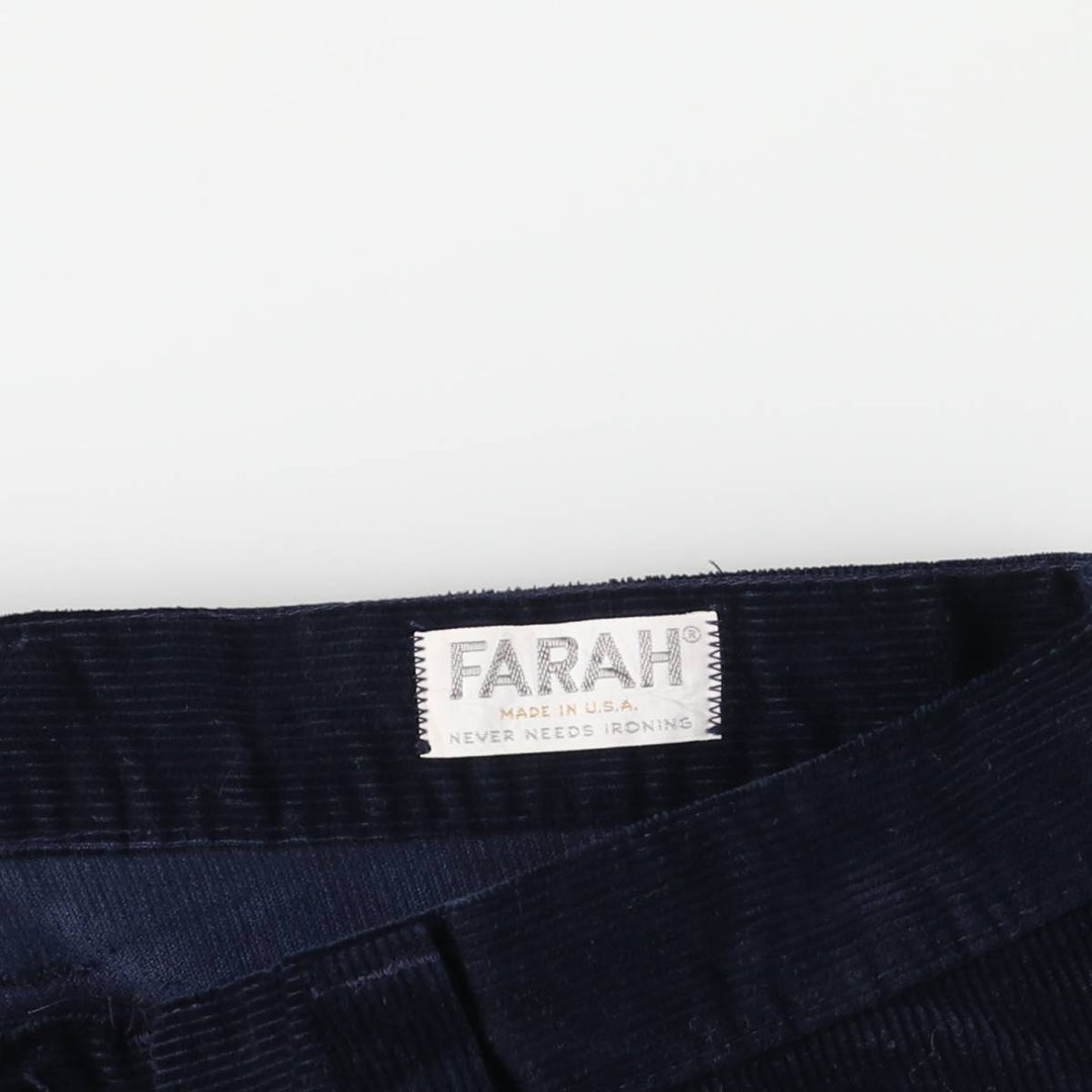 Vintage 1970'S Farah flared corduroy pants, men's size W34. unclear navy blue type Vintage Second Hand
