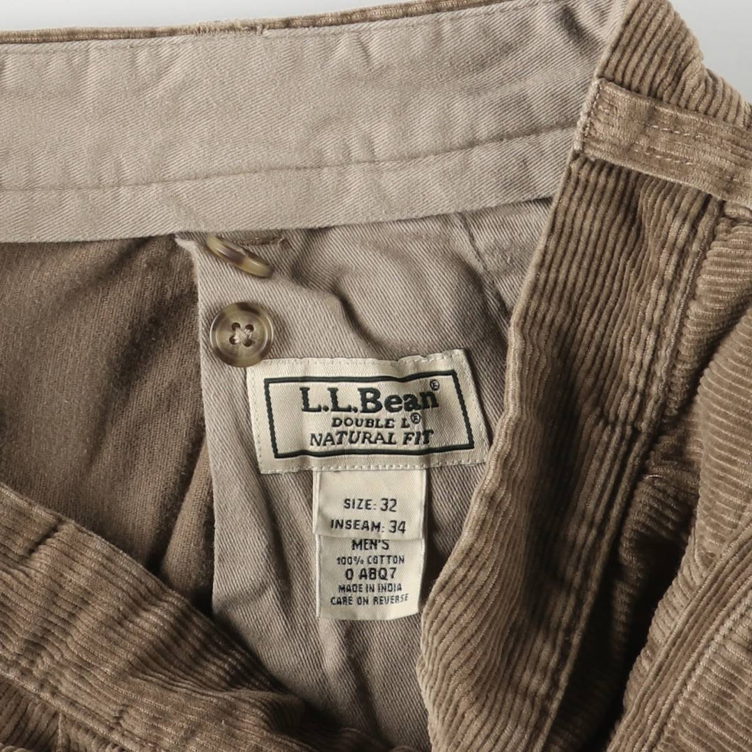 90s-00'S Vintage LLBean Double L Natural Fit Corduroy Pants, Men's Size W31 cotton Khaki type Vintage Second Hand