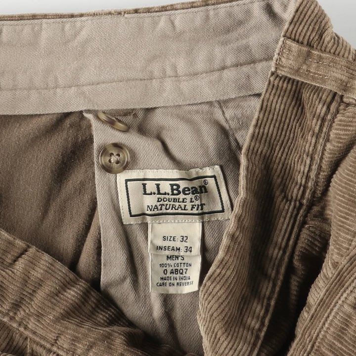 90s-00'S Vintage LLBean Double L Natural Fit Corduroy Pants, Men's Size W31 cotton Khaki type Vintage Second Hand