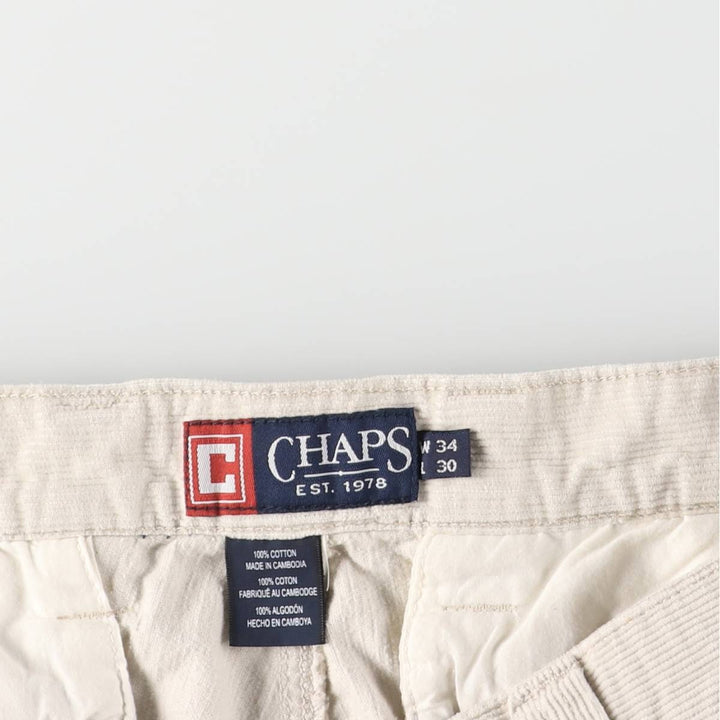 CHAPS Corduroy Cargo Pants, Men's Size W32 cotton ivory Vintage Second Hand