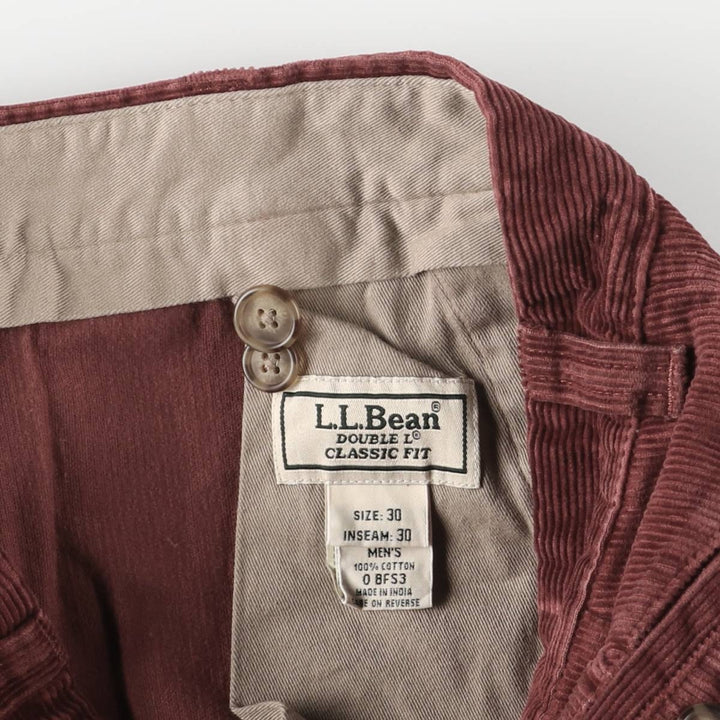 90s-00'S LLBean Double L Classic Fit Corduroy Pants, Men's, Vintage, Size W30 cotton wine-red Vintage Second Hand