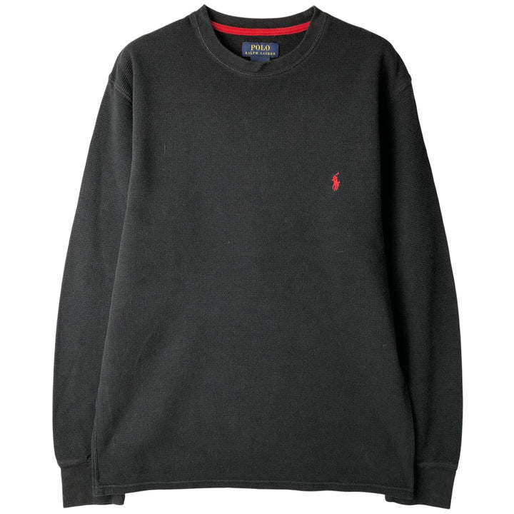 Ralph Lauren POLO RALPH LAUREN Thermal Ron T Waffle Men's L size cotton black type Vintage Second Hand