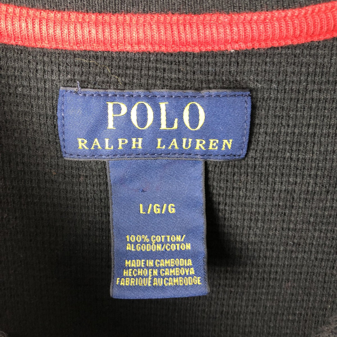 Ralph Lauren POLO RALPH LAUREN Thermal Ron T Waffle Men's L size cotton black type Vintage Second Hand
